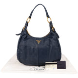 Prada Navy Calf Leather Vitello Daino Shoulder Bag