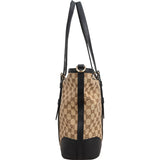 Gucci Monogram GG Canvas Trimmed Leather Tote Shoulder Bag