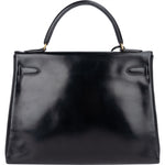 Hermès Box Calf Kelly Sellier 28 Handbag xx stempel / auf schwarz gefärbt? - vintageandkickz