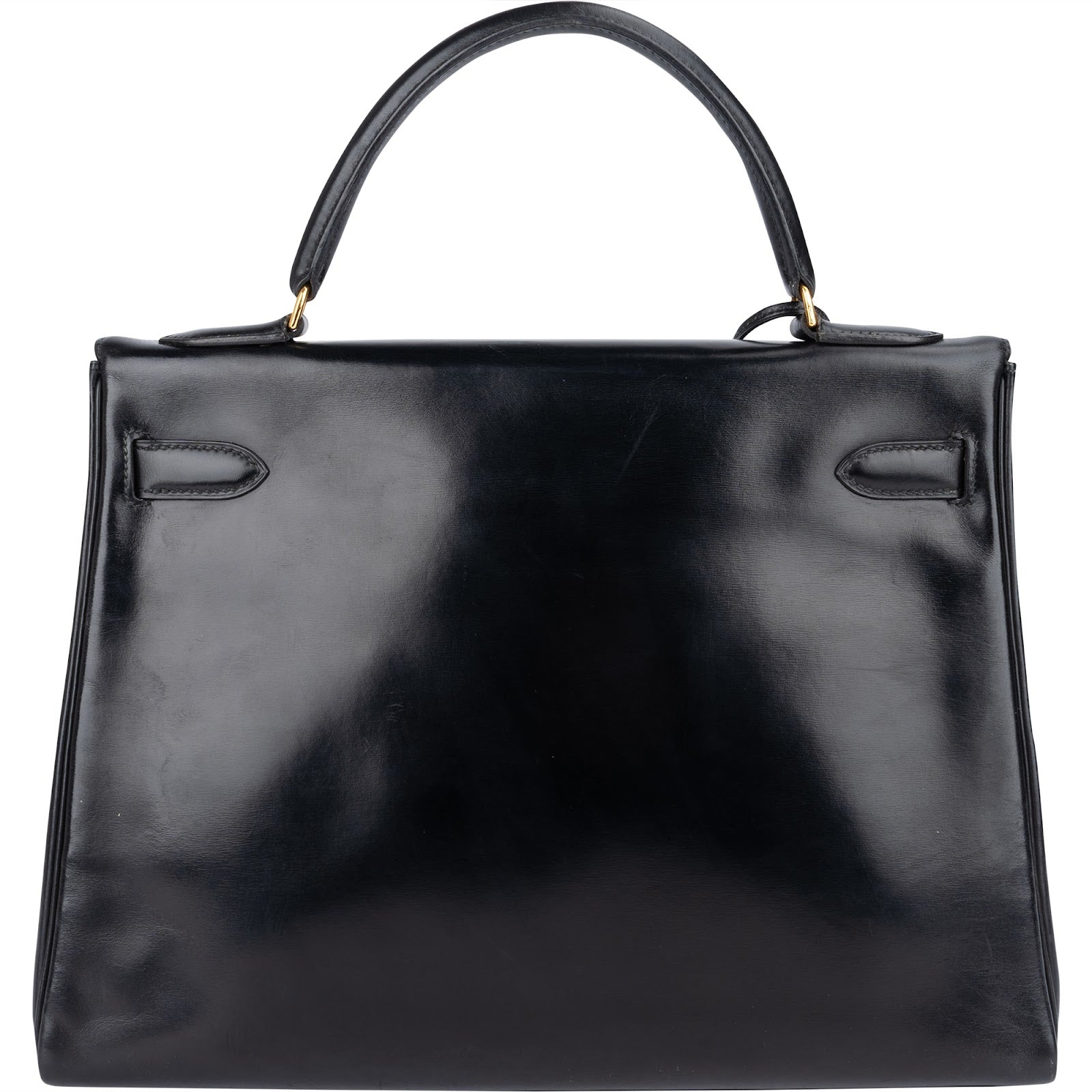 Hermès Box Calf Kelly Sellier 28 Handbag xx stempel / auf schwarz gefärbt? - vintageandkickz