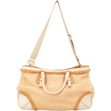 Prada Raffia and Leather Studded Handbag