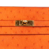 Hermès Orange Ostrich Leather Kelly Wallet