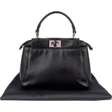 Fendi Black Leather Peekaboo Handbag - vintageandkickz