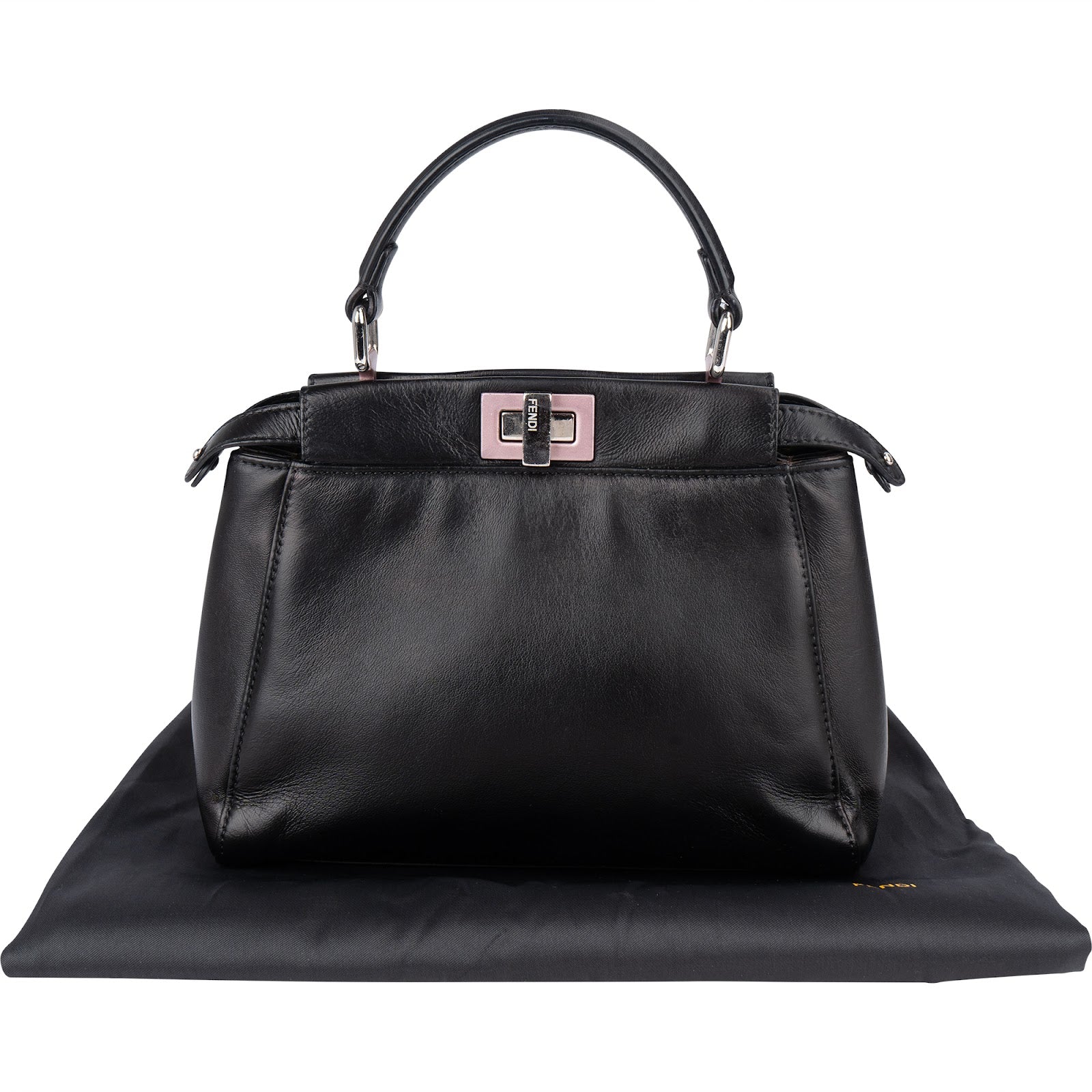 Fendi Black Leather Peekaboo Handbag - vintageandkickz