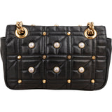 Gucci Monogram Quilted Leather GG Marmont Pearl Studded Shoulder Crossbody Bag