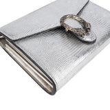 Gucci Lizard-Embossed Metallic Leather Dionysus Wallet On Chain Crossbody Bag