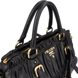 Prada Black Nappa Leather Gauffre Satchel Handbag