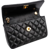 Chanel Quilted Lambskin 24K Gold Mini Single Flap Crossbody Bag