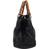 Gucci Pebbled Leather Bamboo Handbag