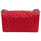 Chanel Perforated Quilted Lambskin Palladium Medium Boy Crossbody Bag