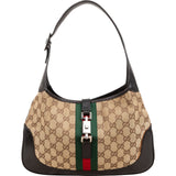 Gucci Monogram GG Canvas Jackie Web Stripe Shoulder Bag