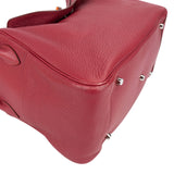 Hermès Clemence Leather Palladium Lindy 34 Rubis Handbag