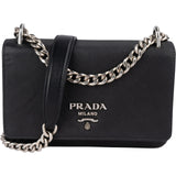 Prada Saffiano Leather Chain Wallet Crossbody Bag
