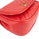 [🔄️B06 / F15] Chanel Red Leather Chevron Lambskin Mini Flap Bag with Top Handle Handbag - vintageandkickz