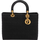 Christian Dior Cotton Cannage Medium Lady Dior Handbag
