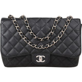 Chanel Quilted Caviar Leather Jumbo Single Flap Crossbody Bag