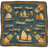 Hermès 'Jonques et Sampans' Silk Carre 90 Tuch Scarf