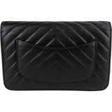 Chanel Quilted Chevron Lambskin Wallet on Chain Crossbody Bag