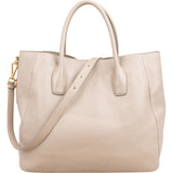 Prada Taupe Vitello Daino Leather Large Tote Handbag