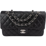 Chanel Quilted Lambskin Palladium Medium Double Flap Shoulder Bag