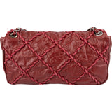 Chanel Crinkled Lambskin Woven Stitch Single Flap Shoulder Bag