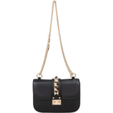 Valentino Garavani Leather Rockstud Glam Lock Flap Crossbody Bag