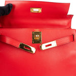 Hermès Rouge Swift Leather Kelly 28 Handbag - vintageandkickz