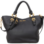 [🔄️B14 / F08] Miu Miu Vitello Daino Leather Tote Handbag - vintageandkickz