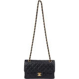 Chanel Quilted Caviar Leather Gold Small Double Flap Shoulder Bag