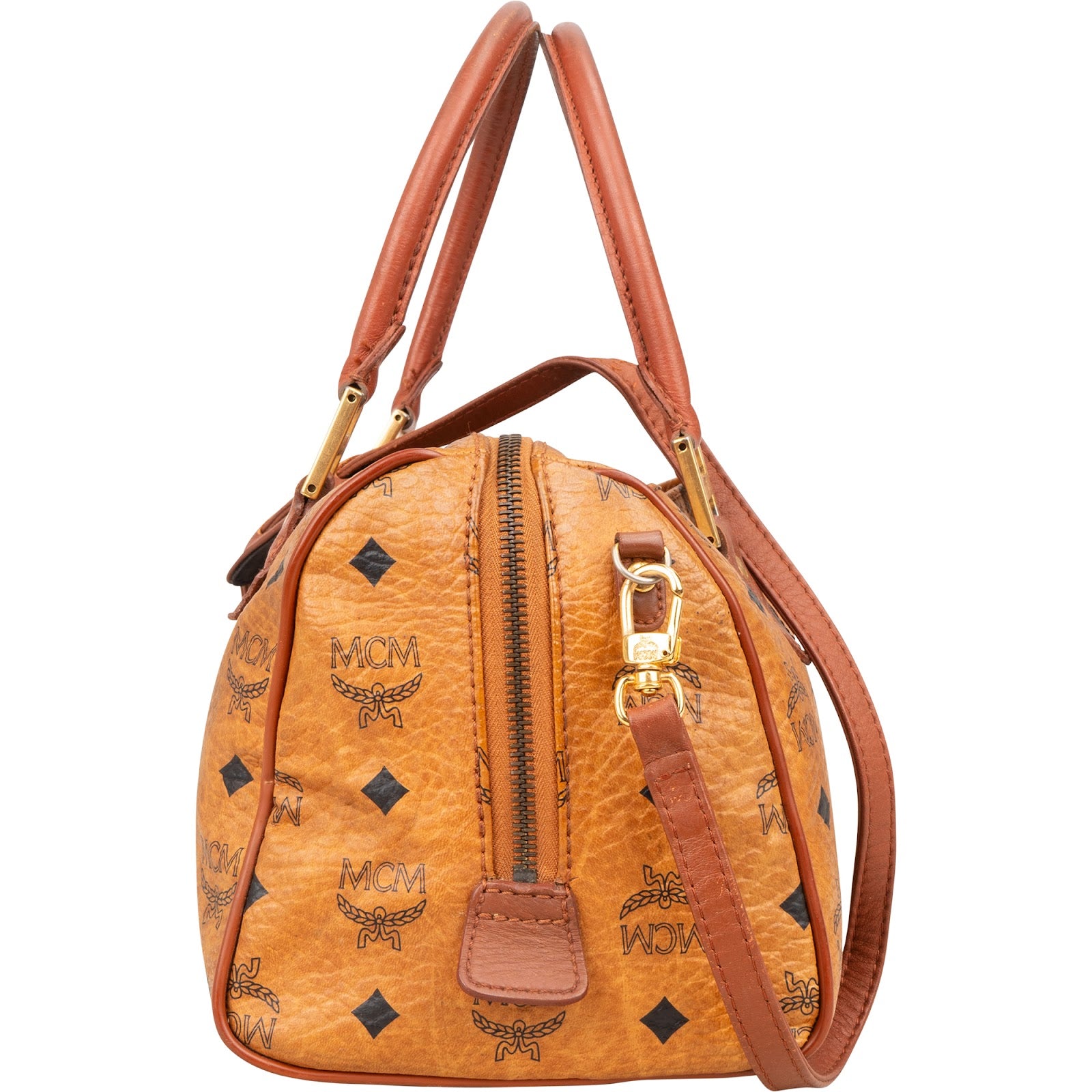 [🔄️B07 / F47] MCM Monogram Visetos Boston Bag Handbag - vintageandkickz