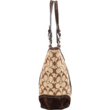 Coach Monogram Signature Gallery Suede Stripe Tote Shoulder Bag