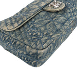 Chanel Denim Camellia Single Flap Crossbody Bag
