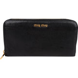 Miu Miu Black Leather Zip Around Wallet