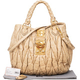 Miu Miu Matelassé Nappa Leather Hobo Shopping Handbag