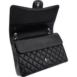 Chanel Quilted Caviar Leather Palladium Maxi Double Flap Crossbody Bag