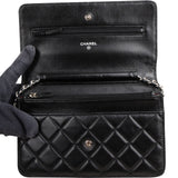 Chanel Quilted Lambskin Palladium Wallet On Chain Crossbody Bag