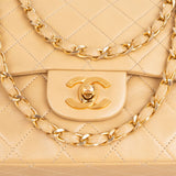 Chanel Quilted Lambskin 24K Gold Medium Double Flap Shoulder Bag