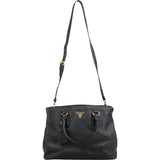 Prada Black Vitello Daino Leather Tote Handbag