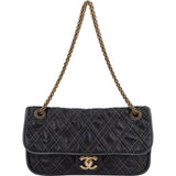 Chanel  Stitching Lambskin Single Flap Shoulder Bag
