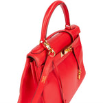 Hermès Rouge Swift Leather Kelly 28 Handbag - vintageandkickz