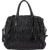 Prada Black Matelassé Nappa Leather Gaufre Hobo Handbag
