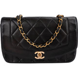 Chanel Quilted Lambskin 24K Gold Diana Single Flap Crossbody Bag