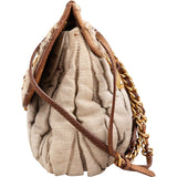 Miu Miu Linen Studded Fringe Small City Coffer Shoulder Crossbody Bag