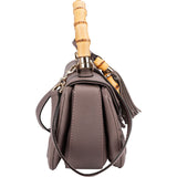Gucci Lilac Pebbled Leather New Bamboo Top Handle Handbag