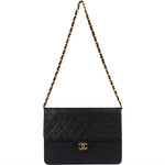 Chanel Quilted Lambskin 24K Gold Single Flap Shoulder Bag - vintageandkickz