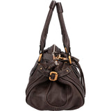 Chloé Dark Brown Pebbled Leather Paddington Satchel Handbag