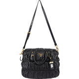 Prada Black Matelassé Nappa Leather Gaufre Satchel Handbag