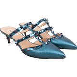 Valentino Garavani Metallic Leather Rockstud Kitten Heels (37)