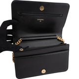 Chanel Quilted Caviar Leather Boy Wallet On Chain Crossbody Bag