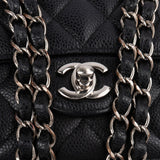 Chanel Quilted Caviar Leather Palladium Medium Double Flap Shoulder Bag